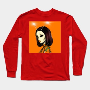 orange mantis bug alien girl ecopop artwork Long Sleeve T-Shirt